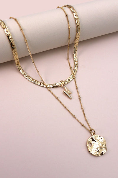 LIGHTNING  COIN CHARM LAYER NECKLACE | 25N561