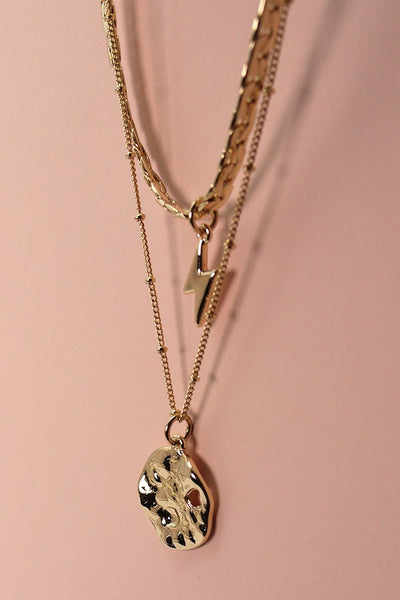 LIGHTNING  COIN CHARM LAYER NECKLACE | 25N561