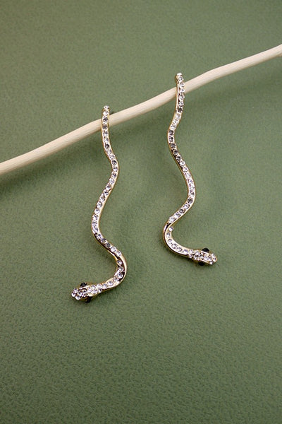 RHINESTONE SNAKE LONG EARRINGS | 31E23115