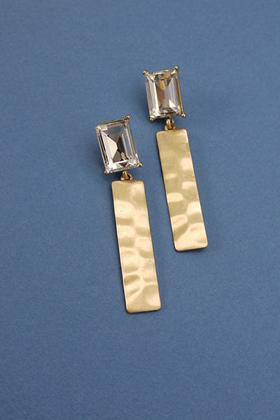 RECTANGLE STONE HAMMER DROP EARRINGS | 31E23107