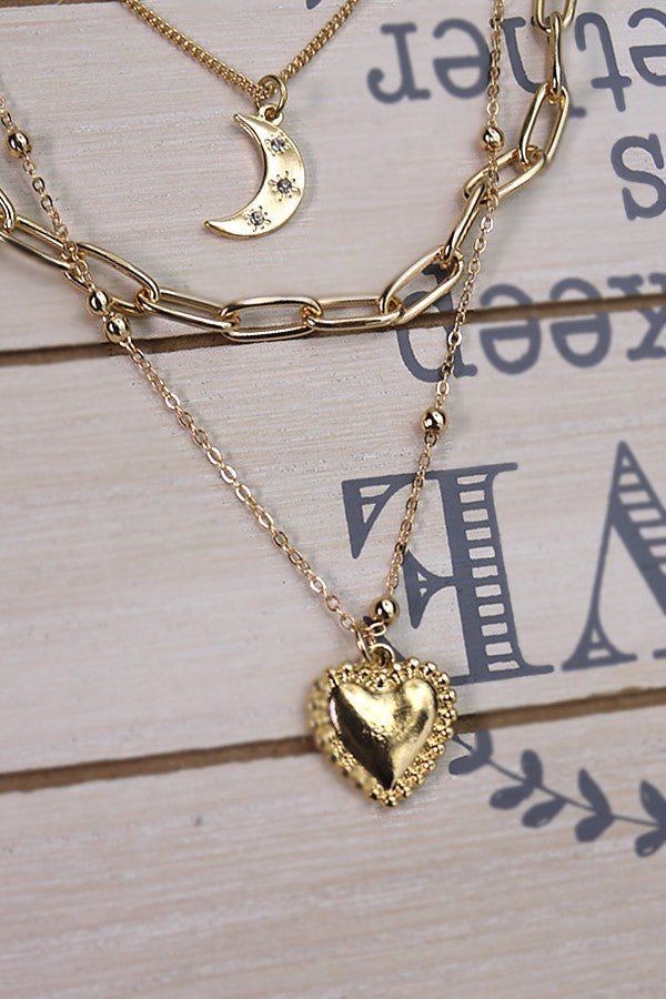 HEART MOON MULTI LAYER NECKLACE | 51N2101710