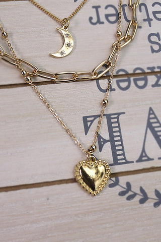 HEART MOON MULTI LAYER NECKLACE | 51N2101710