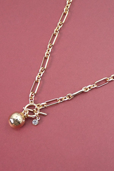 HANDMADE LINK CHAIN BALL TOGGLE NECKLACE | 71N09143