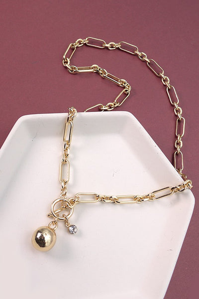 HANDMADE LINK CHAIN BALL TOGGLE NECKLACE | 71N09143