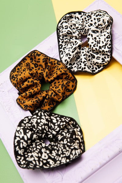 SOFTEST CORDUROY LEOPARD DESIGN SCRUNCHES | 40S704