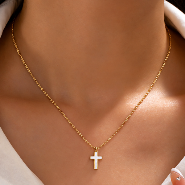 18K STAINLESS STEEL TARNISH FREE CROSS NECKLACE | 40NK9485