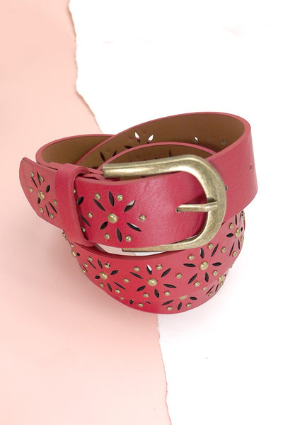 FLOWER CUTOUT CLASSIC BUCKLE BELTS  | 40BT615