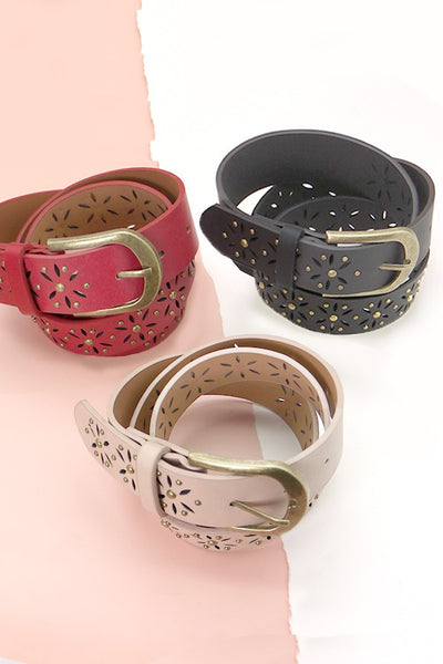 FLOWER CUTOUT CLASSIC BUCKLE BELTS  | 40BT615