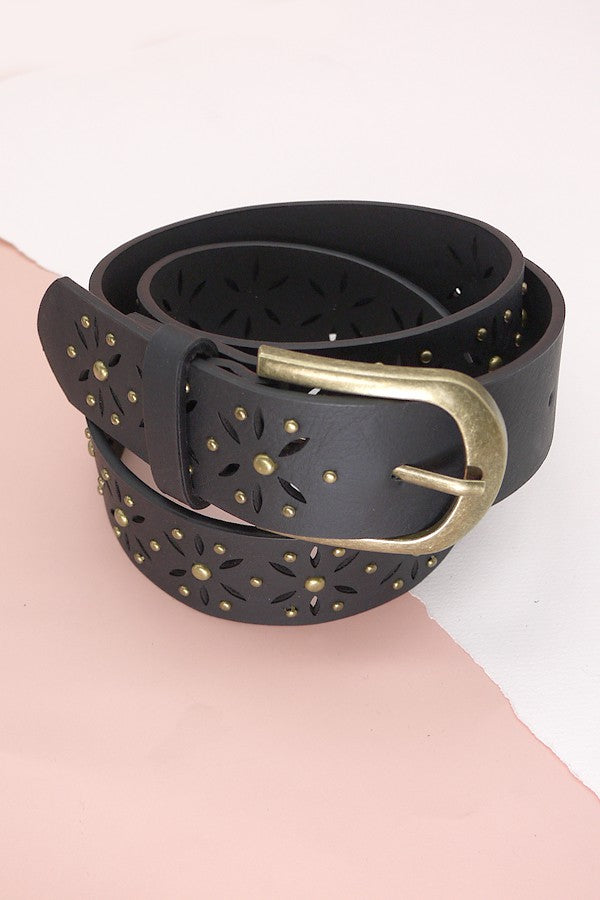 FLOWER CUTOUT CLASSIC BUCKLE BELTS  | 40BT615