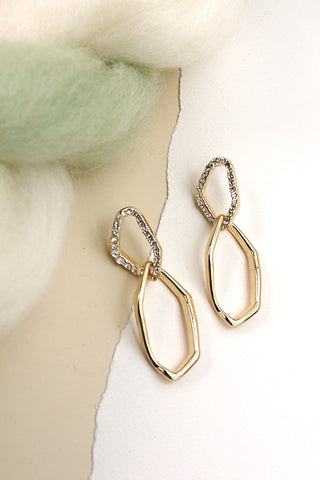 RHINESTONE OFF SHAPE LINK EARRINGS | 31E23203