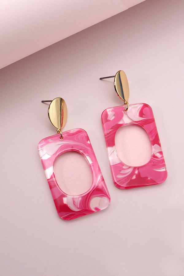 ACRYLIC RECTANGLE DROP EARRINGS | 31E23224