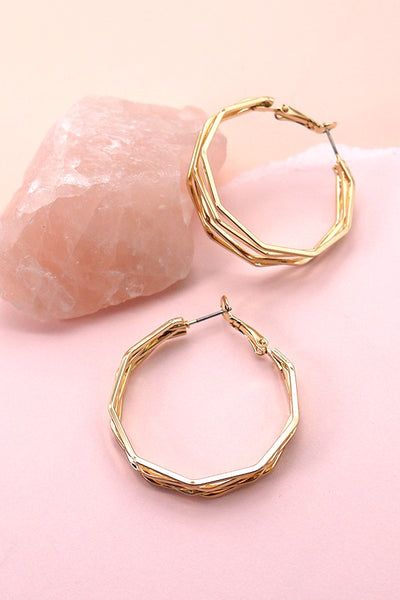 OCTAGON QUAD WIRE HOOP EARRINGS | 31E23221