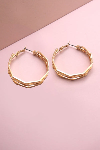 OCTAGON QUAD WIRE HOOP EARRINGS | 31E23221