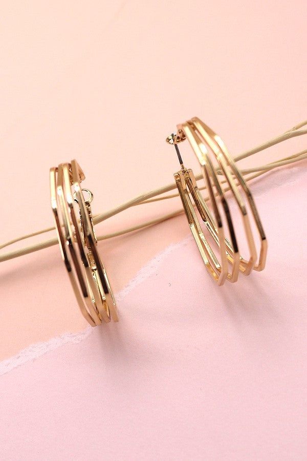 OCTAGON QUAD WIRE HOOP EARRINGS | 31E23221