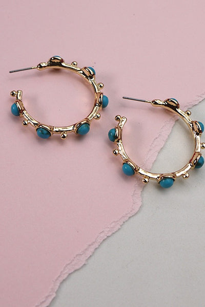 BOHO TURQ HOOP EARRINGS | 52E2110962