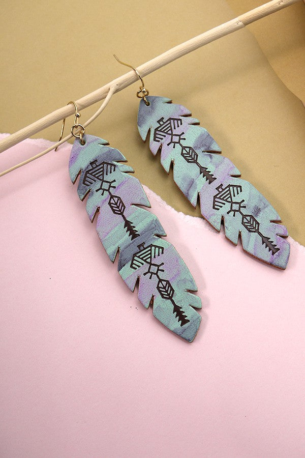 BOHO GENUINE LEATHER TRIBAL DROP EARRINGS | 52E2110912