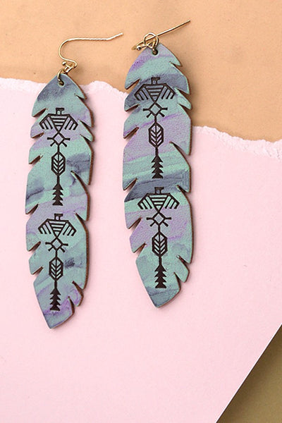 BOHO GENUINE LEATHER TRIBAL DROP EARRINGS | 52E2110912