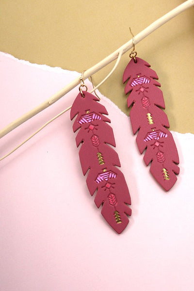 BOHO GENUINE LEATHER TRIBAL DROP EARRINGS | 52E2110912