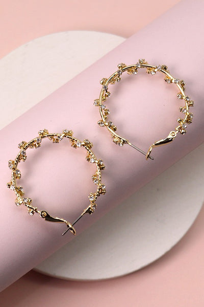 RHINESTONE WRAP BRASS HOOP EARRINGS  | 10E2110908