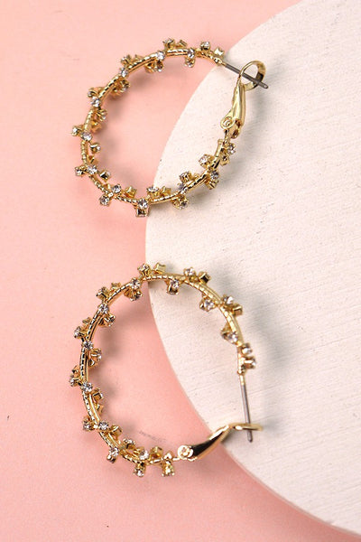 RHINESTONE WRAP BRASS HOOP EARRINGS  | 10E2110908