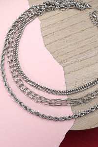 MULTI SILVER CHAIN NECKLACE | 10N2110804