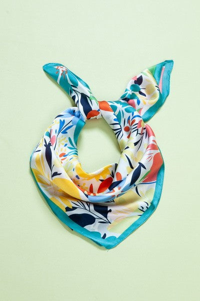 FLOWER PRINT SILKY FEELING BANDANA SCARF  | 21SC390