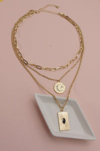 TRIPLE LAYER DOUBLE CHARM NECKLACE | 31N22397