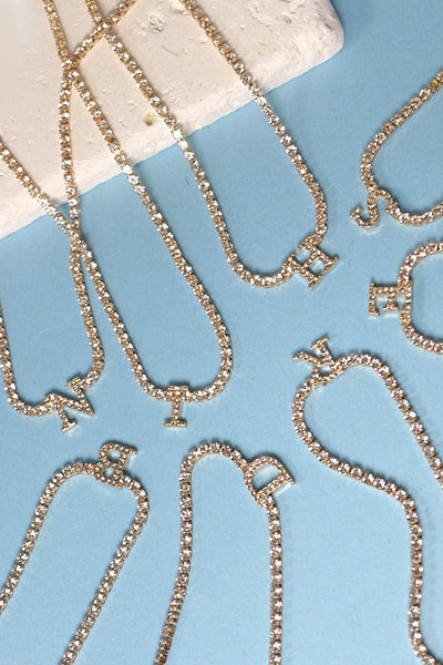 RHINESTONE CHAIN INITIAL NECKLACE | 31N22402