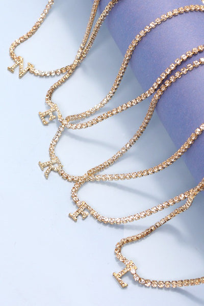 RHINESTONE CHAIN INITIAL NECKLACE | 31N22402