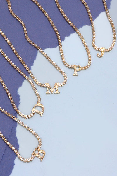 RHINESTONE CHAIN INITIAL NECKLACE | 31N22402