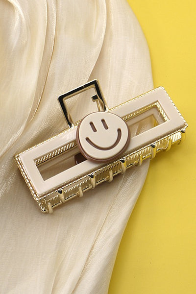 CELLULOSE RECTANGLE SMILEY HAIR CLAW CLIPS | 40H561