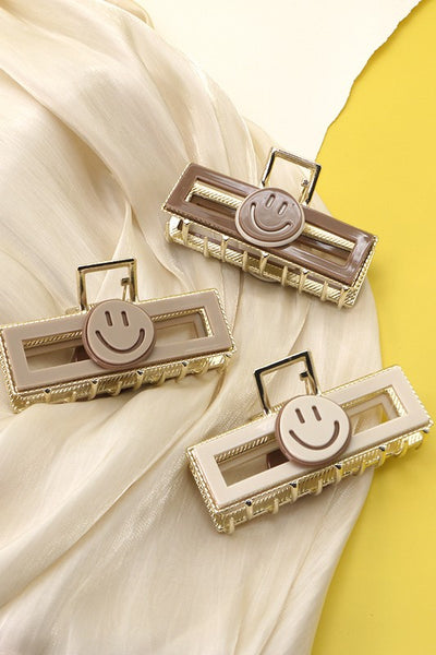 CELLULOSE RECTANGLE SMILEY HAIR CLAW CLIPS | 40H561