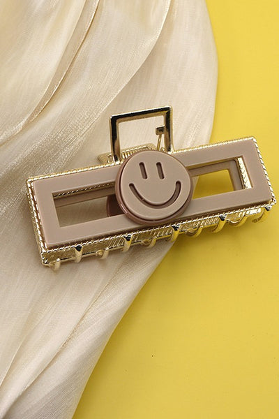 CELLULOSE RECTANGLE SMILEY HAIR CLAW CLIPS | 40H561