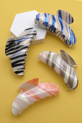 JUMBO STRIPE ACETATE HAIR CLAW CLIPS | 40H562