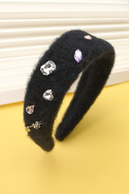 FAUX FUR RHINESTONE HEAD BANDS | 40HB109