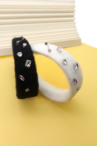 FAUX FUR RHINESTONE HEAD BANDS | 40HB109