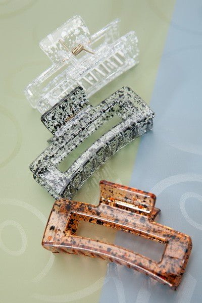 RECTANGLE CLEAR SPECKLE HAIR CLAW CLIPS | 40H541