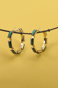 RECTANGLE STONE HOOP EARRINGS | 80E058