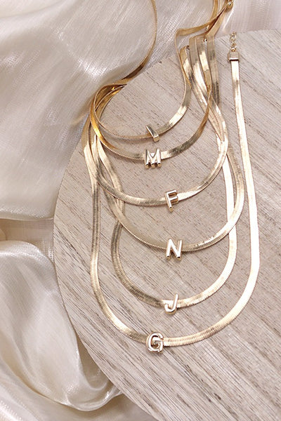 PERSONALIZED WIDE HERRINGBONE INITIAL NECKLACE | 52N2113031