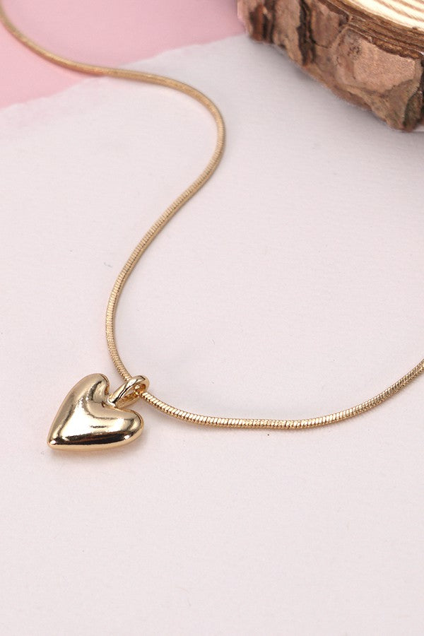 PUFF HEART SNAKE CHAIN NECKLACE | 31N23195
