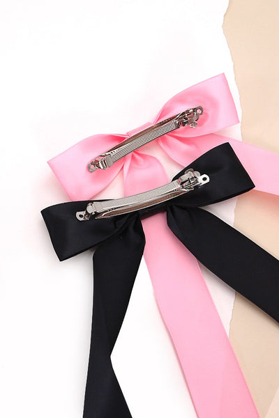 SILKY SATIN BOW LACE HAIR CLIPS | 40H614