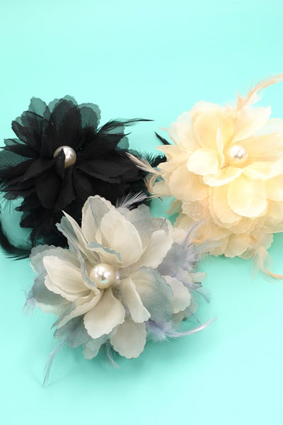 LACE FEATHER BOW HAIR CLAW CLIPS | 40H628