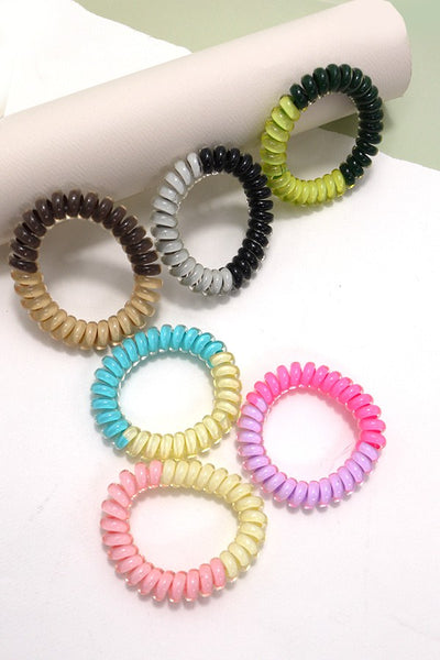 SPIRAL COIL TWO TONE HAIR TIES 6 COLOR ASSORTED | 40PT310