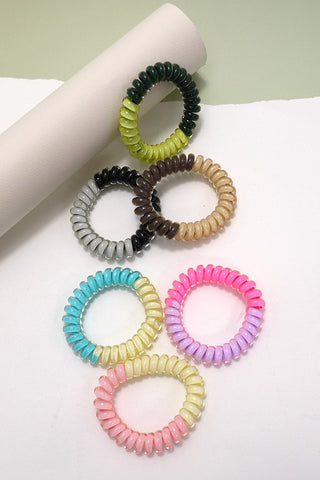 SPIRAL COIL TWO TONE HAIR TIES 6 COLOR ASSORTED | 40PT310