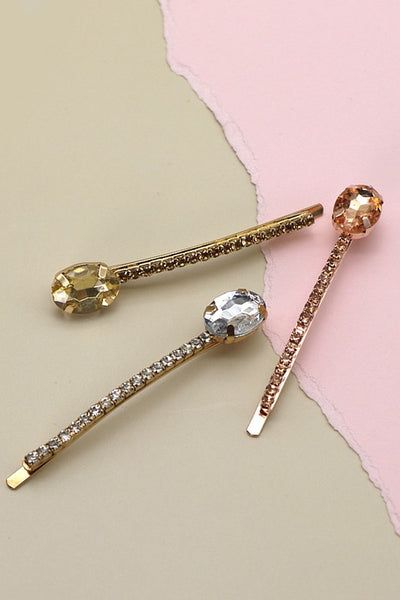 RHINESTONE HAIR PIN  3 COLOR SET | 40H112