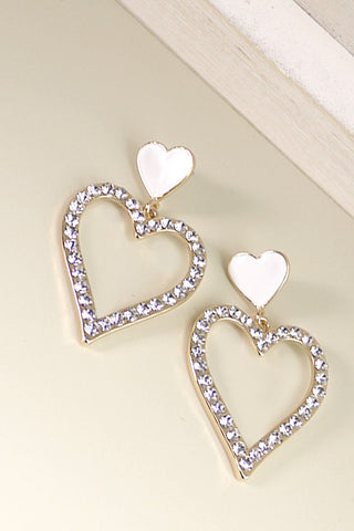 RHINESTONE HEART DROP EARRINGS | 31E23475