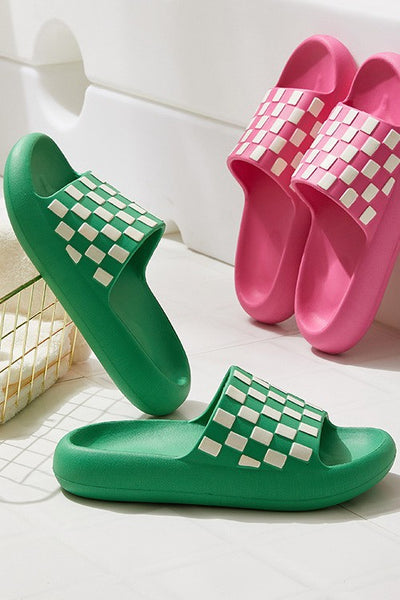 NON SLIP COMFY CHECKER COMFORT EVA SLIDES SLIPPERS  | 40SP002