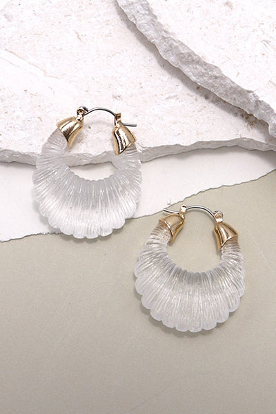 ACRYLIC SEASHELL SHAPE HOOP EARRINGS | 10E3010917