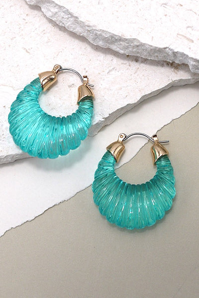 ACRYLIC SEASHELL SHAPE HOOP EARRINGS | 10E3010917