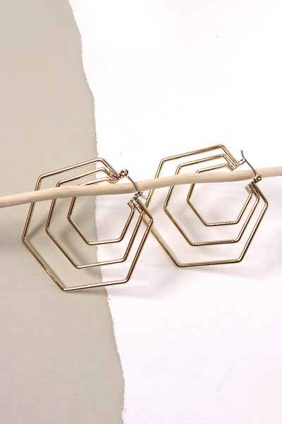 MULTI HEXAGON HOOP EARRINGS | 80E338